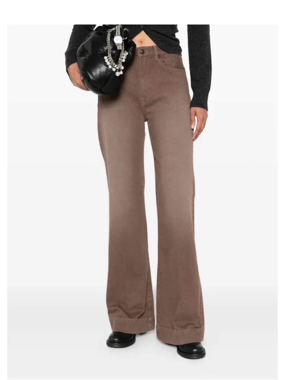 R13 Charlotte Wide-Leg High-Rise Jeans in Brown